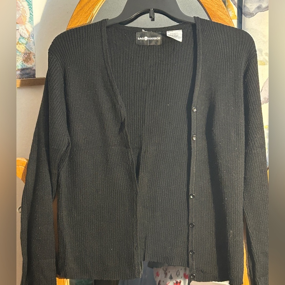Sag Harbor Black women’s Cardigan Sweater
